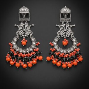 ocidised silver chandabali statememt earring