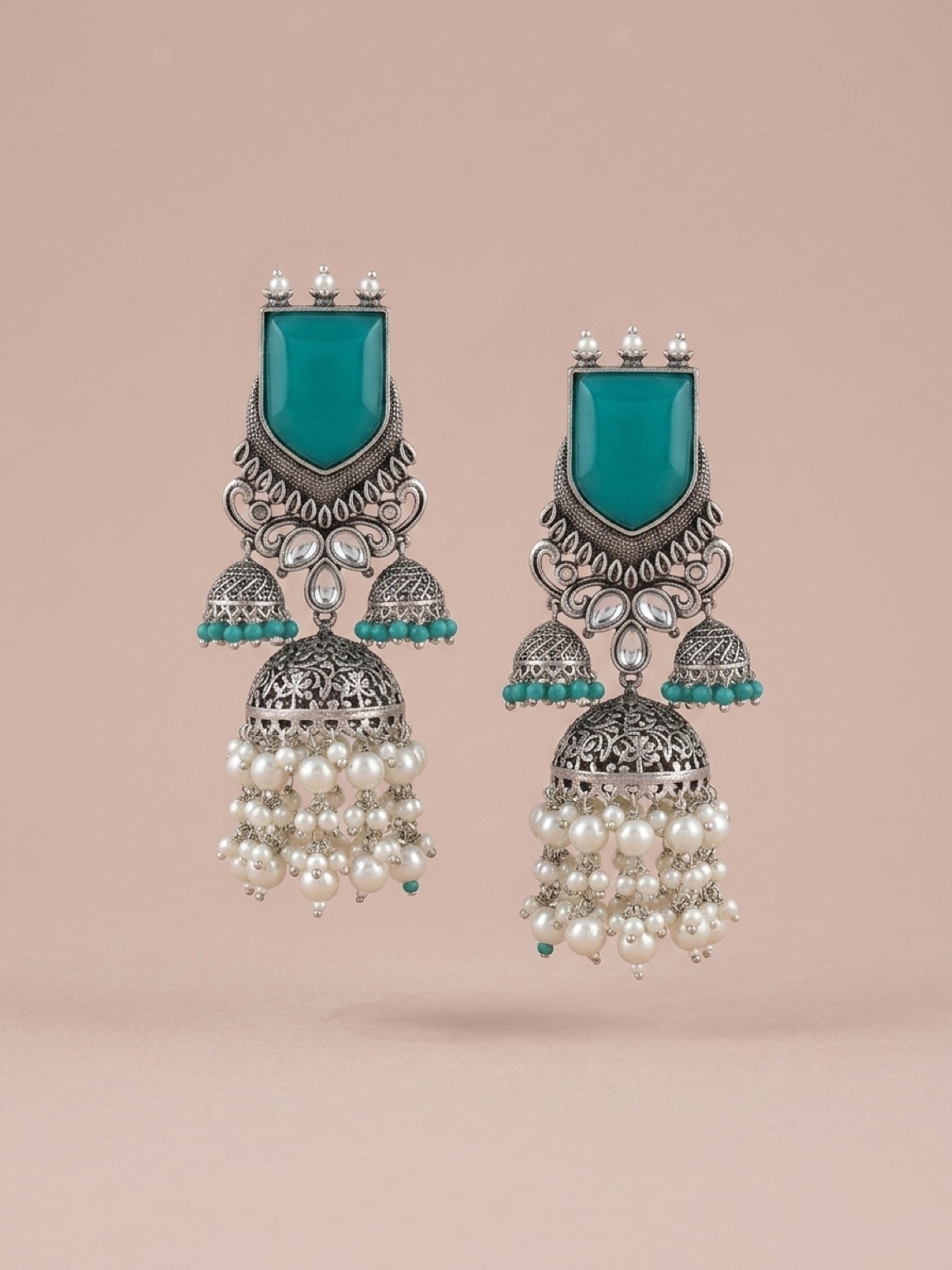 silver oxidized double layered jhumka silver oxidized double layered jhumka