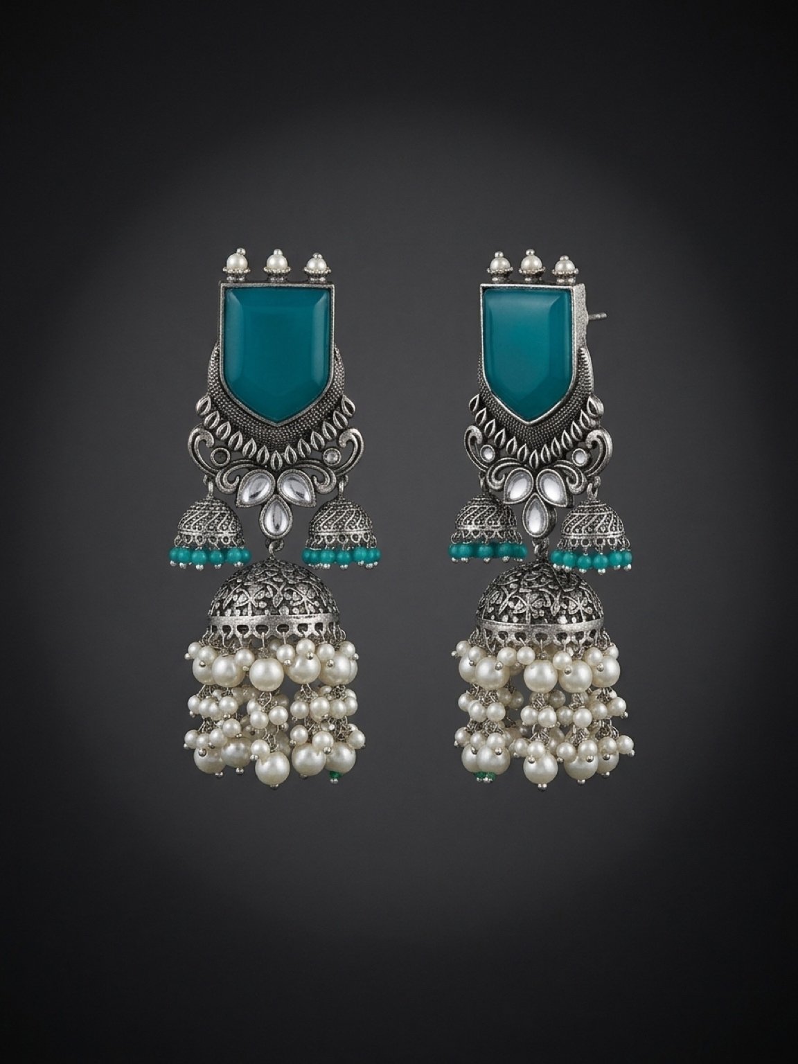 silver oxidized double layered jhumka silver oxidized double layered jhumka