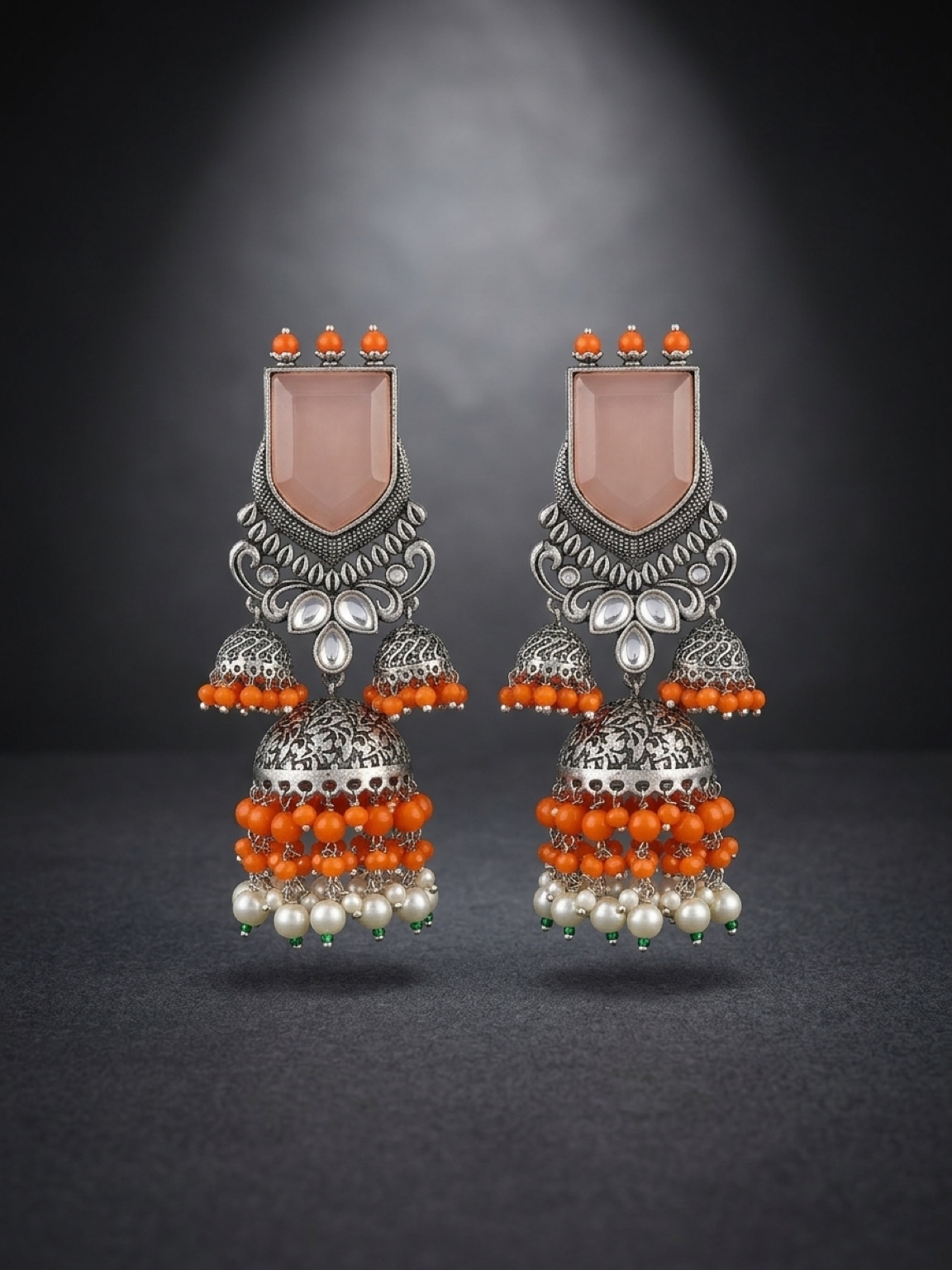 silver oxidized double layered jhumka silver oxidized double layered jhumka