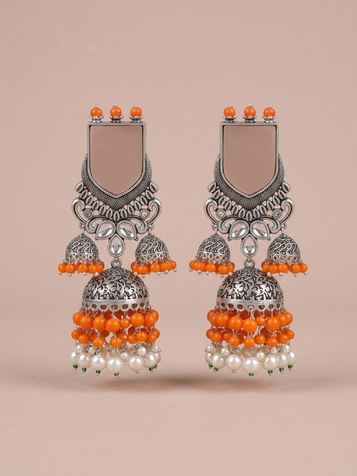 silver oxidized double layered jhumka silver oxidized double layered jhumka