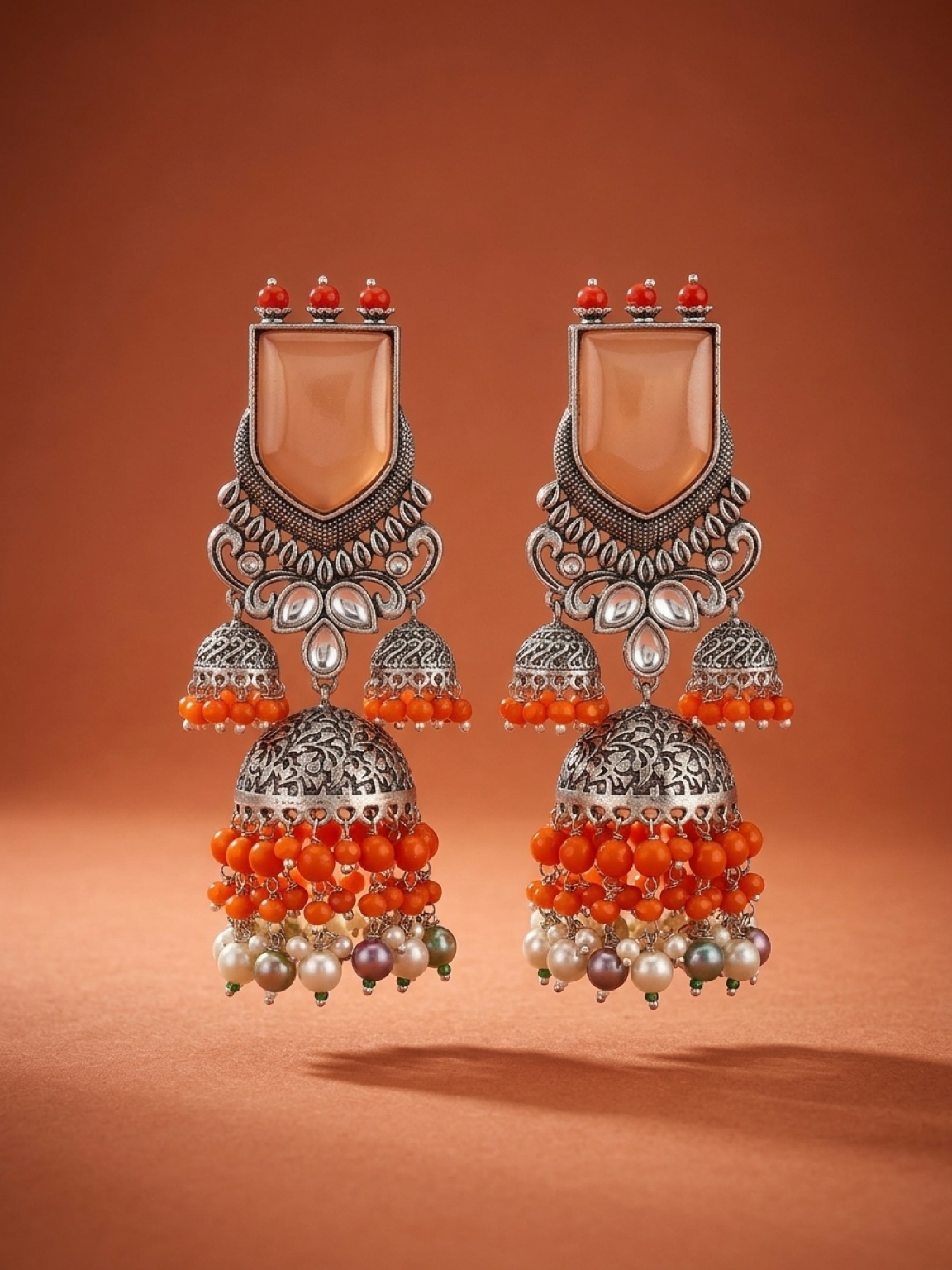 silver oxidized double layered jhumka silver oxidized double layered jhumka