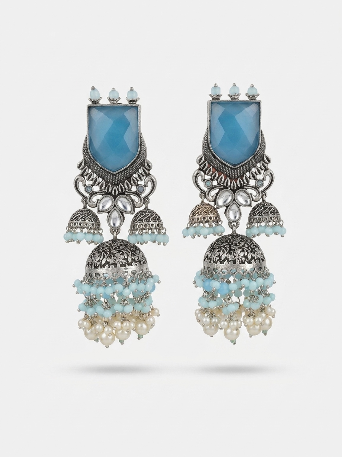 silver oxidized double layered jhumka silver oxidized double layered jhumka