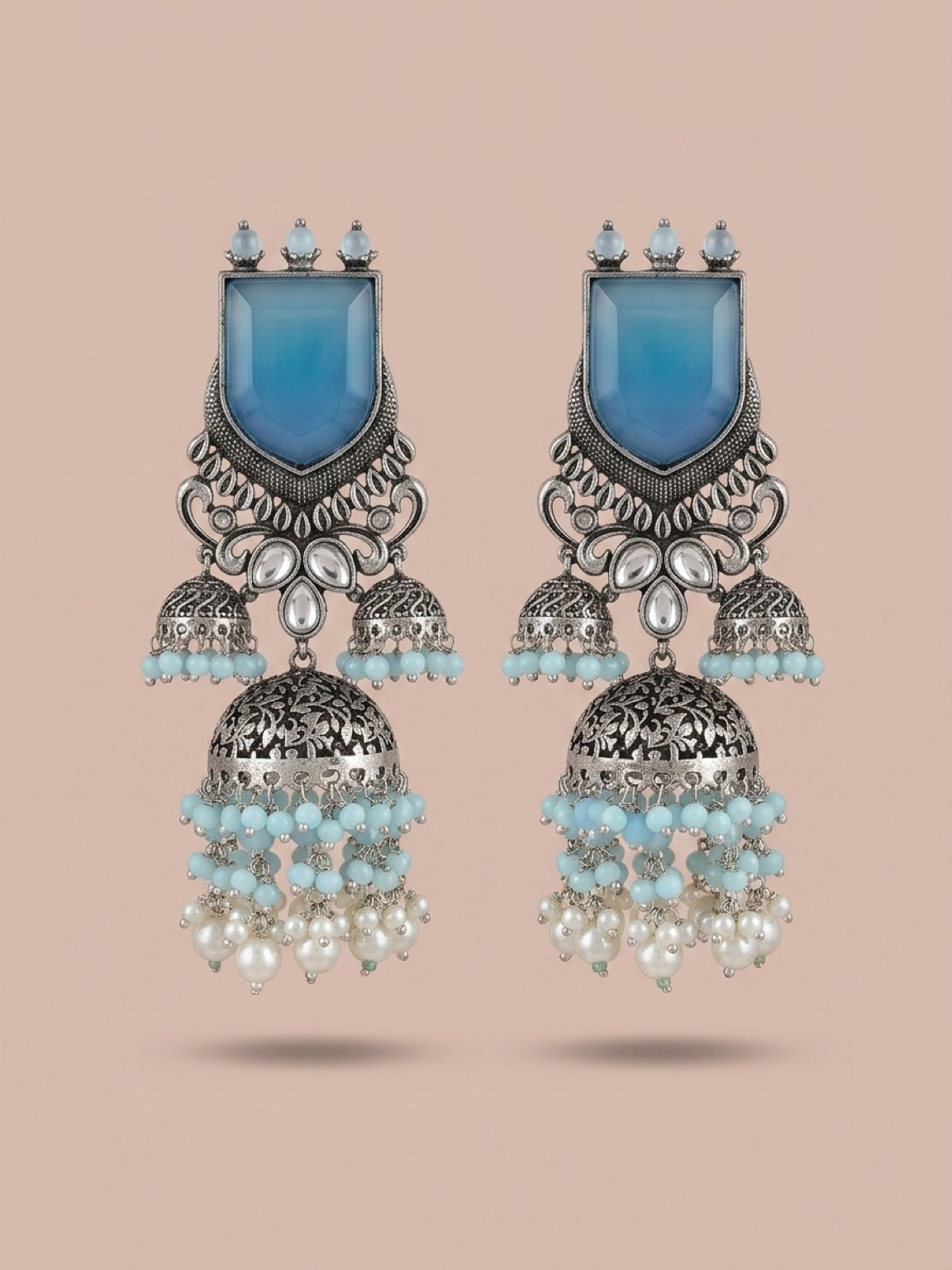 silver oxidized double layered jhumka silver oxidized double layered jhumka