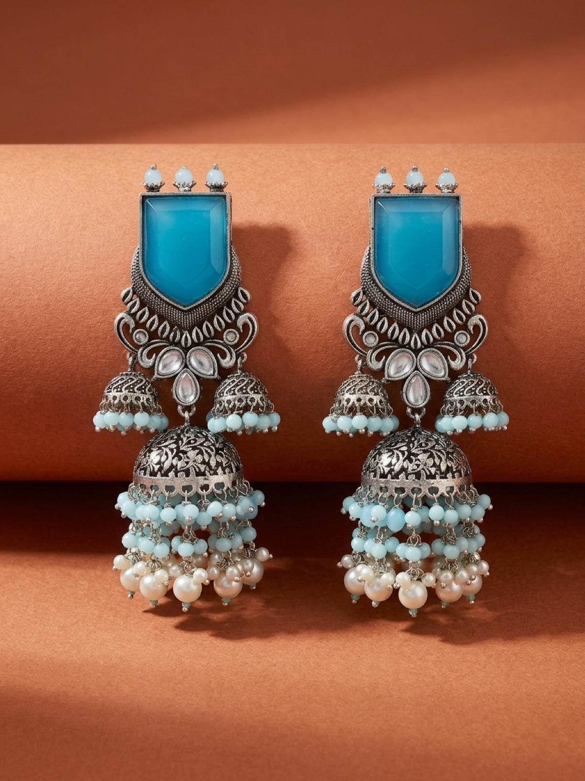silver oxidized double layered jhumka silver oxidized double layered jhumka