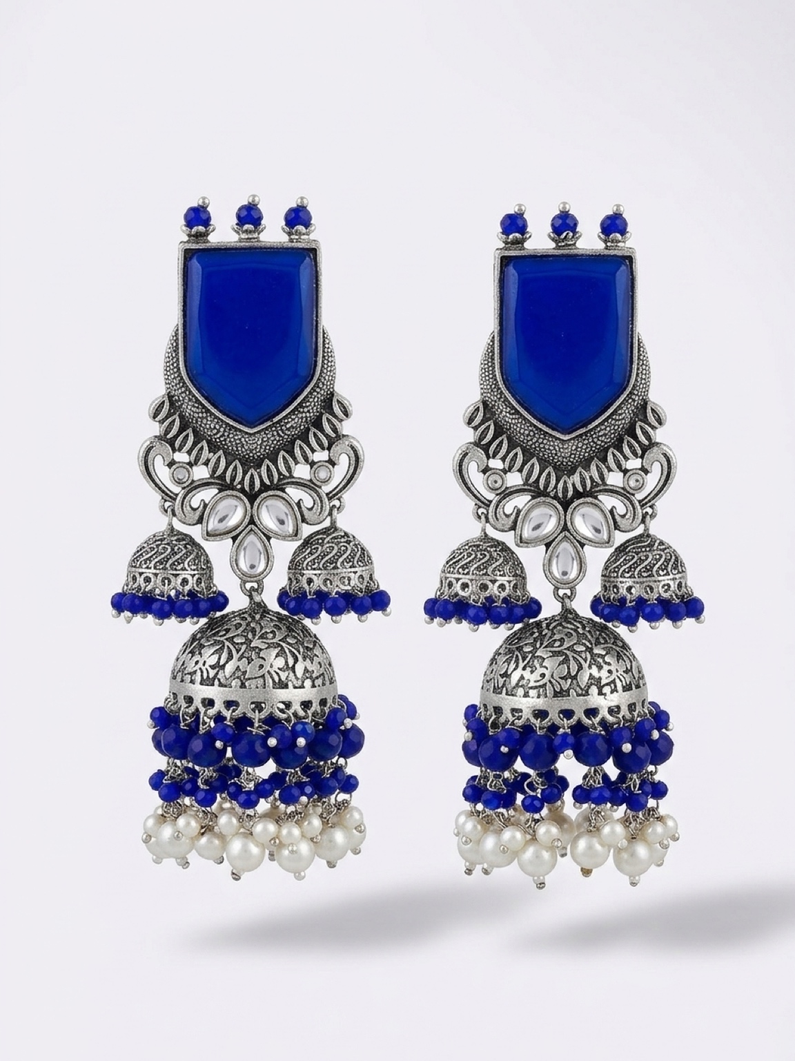 silver oxidized double layered jhumka silver oxidized double layered jhumka