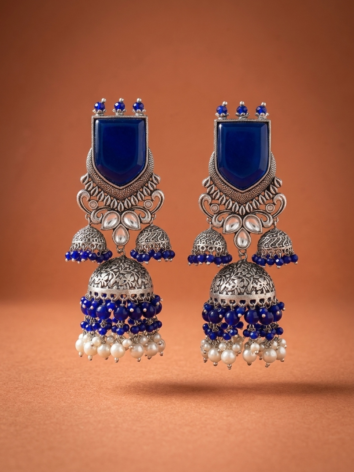 silver oxidized double layered jhumka silver oxidized double layered jhumka